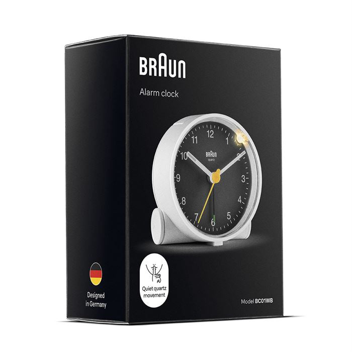 BRAUN BC01WB BEYAZ-SİYAH KLASiK ANALOG ALARMLI MASA SAATİ