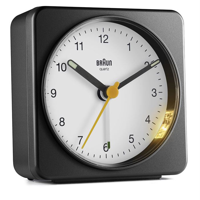 BRAUN BC03BW SİYAH-BEYAZ KLASİK SEYAHAT ANALOG ALARMLI MASA SAATİ