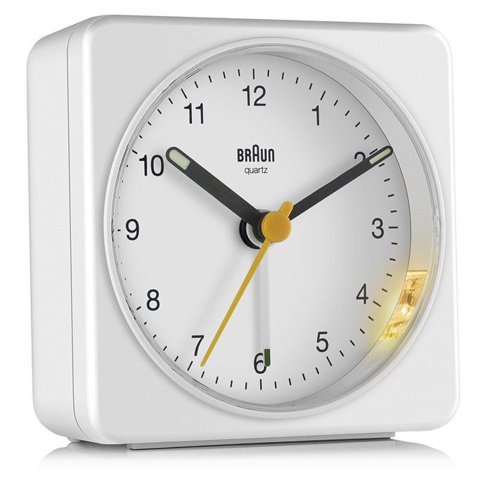 BRAUN BC03W BEYAZ KLASİK SEYAHAT ANALOG ALARMLI MASA SAATİ