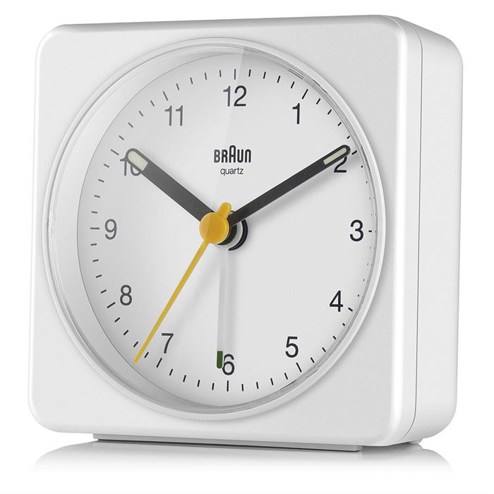 BRAUN BC03W BEYAZ KLASİK SEYAHAT ANALOG ALARMLI MASA SAATİ