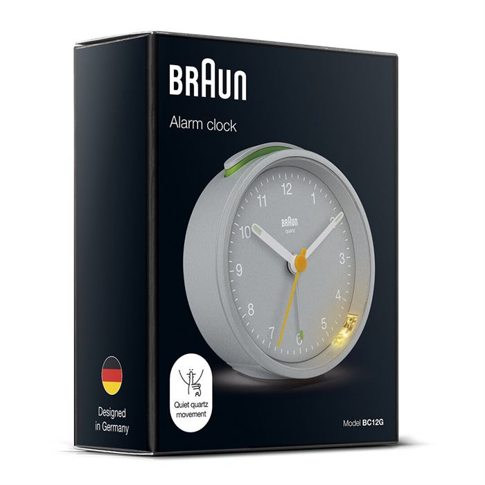BRAUN BC12G GRİ KLASİK ANALOG ALARMLI MASA SAATİ