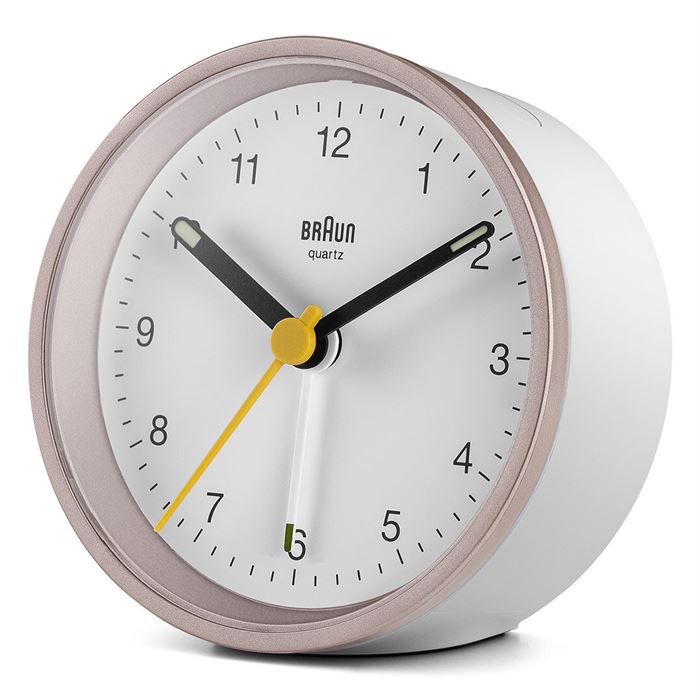 BRAUN BC12PW PEMBE-BEYAZ KLASİK ANALOG ALARMLI MASA SAATİ