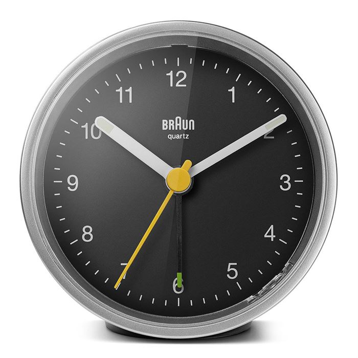 BRAUN BC12SB GÜMÜŞ-SİYAH KLASİK ANALOG ALARMLI MASA SAATİ