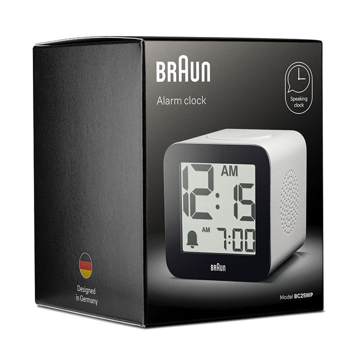 BRAUN BC25WP BEYAZ time SPEAKING DİJİTAL ALARMLI MASA SAATi
