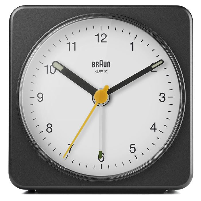BRAUN BC03BW SİYAH-BEYAZ KLASİK SEYAHAT ANALOG ALARMLI MASA SAATİ