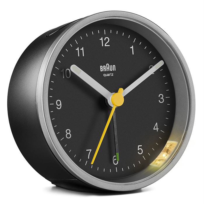 BRAUN BC12SB GÜMÜŞ-SİYAH KLASİK ANALOG ALARMLI MASA SAATİ