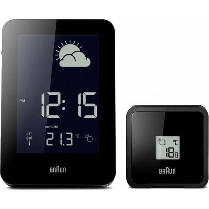 BRAUN BNC013BK-RC HAVA İSTASYONLU MASA SAATİ SİYAH