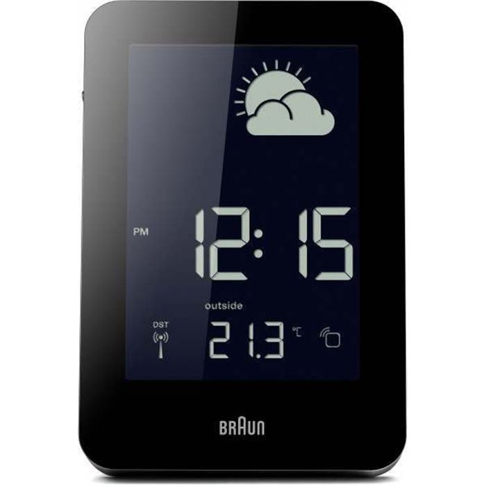 BRAUN BNC013BK-RC HAVA İSTASYONLU MASA SAATİ SİYAH